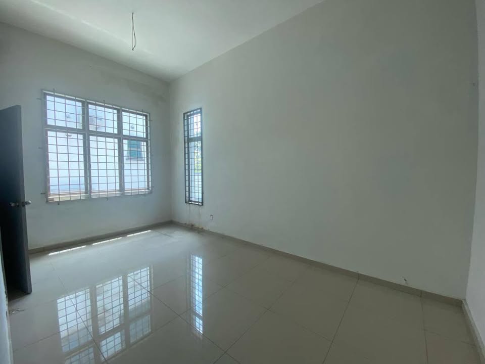 Bright bedroom with large windows