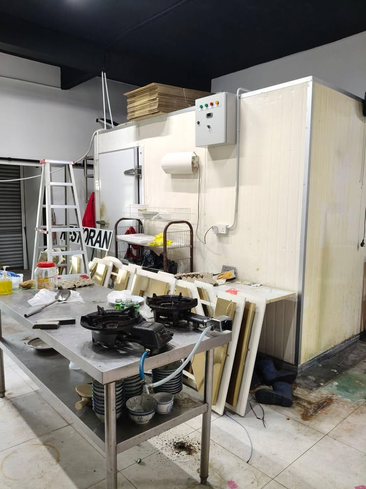 Commercial fridge room and preparation area