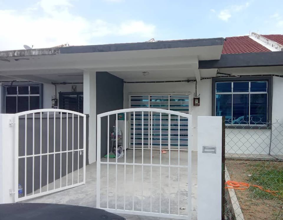 Front exterior and gate at Seri Bertam single-storey terrace