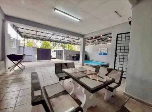 Covered outdoor dining area