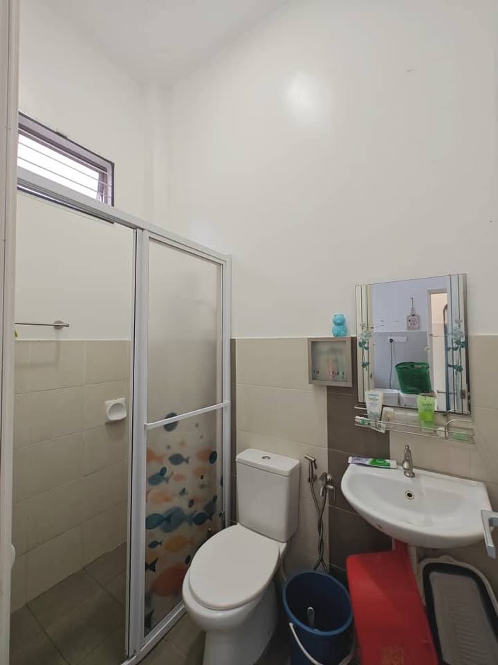 Bathroom with enclosed shower